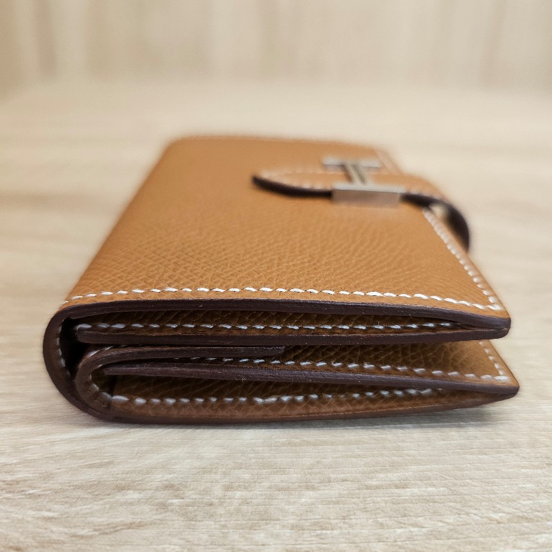 Hermes金棕Epsom皮銀釦零錢卡包-4