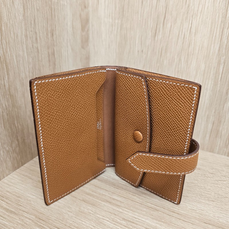 Hermes金棕Epsom皮銀釦零錢卡包-8
