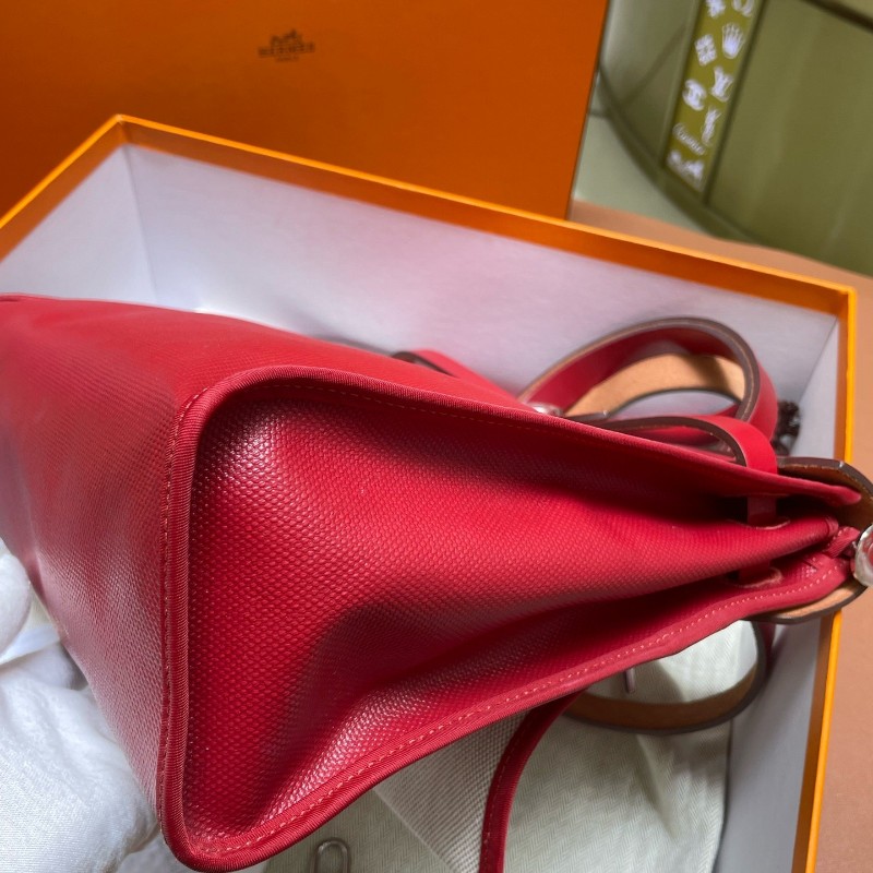 🈶盒子 票❤️愛馬仕/Hermes herbag31辣椒紅 單肩 防水布 肩背包 斜背包 D刻-5