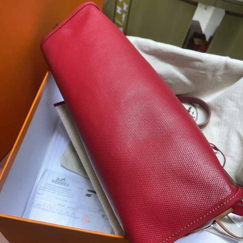 🈶盒子 票❤️愛馬仕/Hermes herbag31辣椒紅 單肩 防水布 肩背包 斜背包 D刻-6