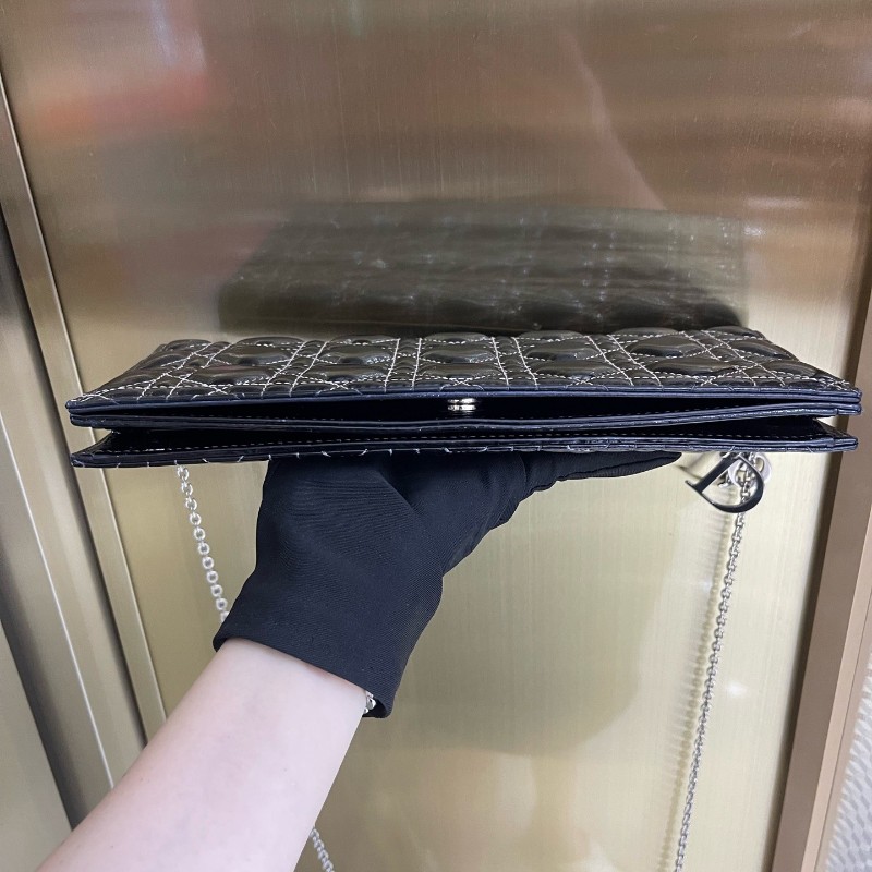 迪奧/Dior 黑色漆皮手提包 鏈條包-2