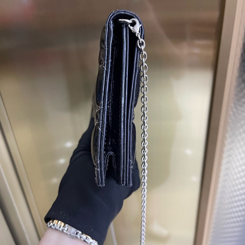 迪奧/Dior 黑色漆皮手提包 鏈條包-3