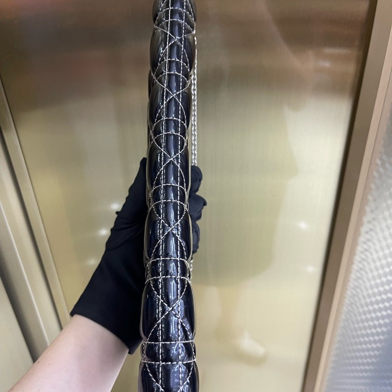 迪奧/Dior 黑色漆皮手提包 鏈條包-5