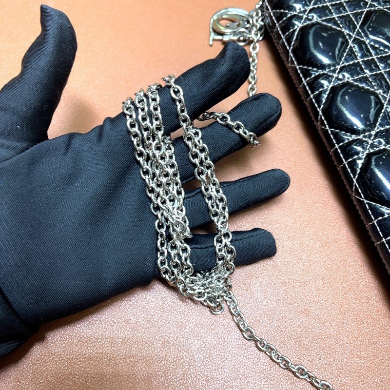 迪奧/Dior 黑色漆皮手提包 鏈條包-7