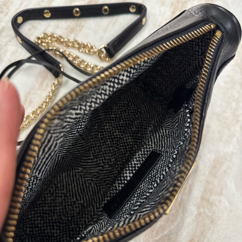 (全新)Rebecca Minkoff 黑色真皮金鏈單肩斜背包-8