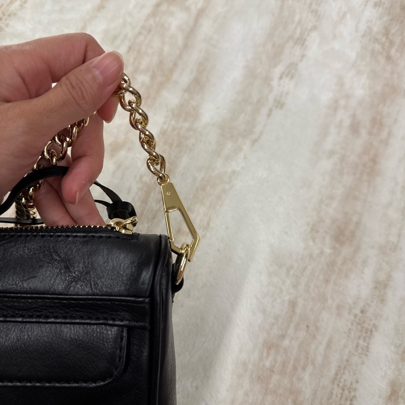(全新)Rebecca Minkoff 黑色真皮金鏈單肩斜背包-9