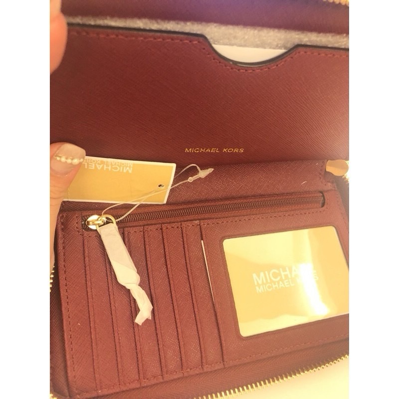 現貨全新  禮物 MK 酒紅色 長夾 手拿包 正品 ❤️🌹超方便實用 絕美 送禮 自用 交換禮物-10