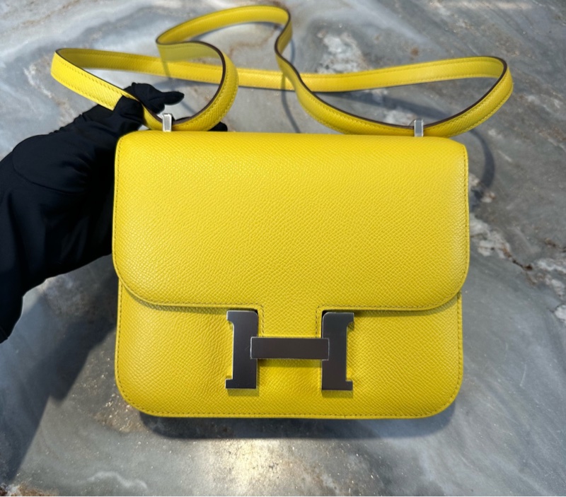 Hermes/愛馬仕 mini Constance 19 那不勒斯黃銀扣  附件盒子塵袋 23購證-5