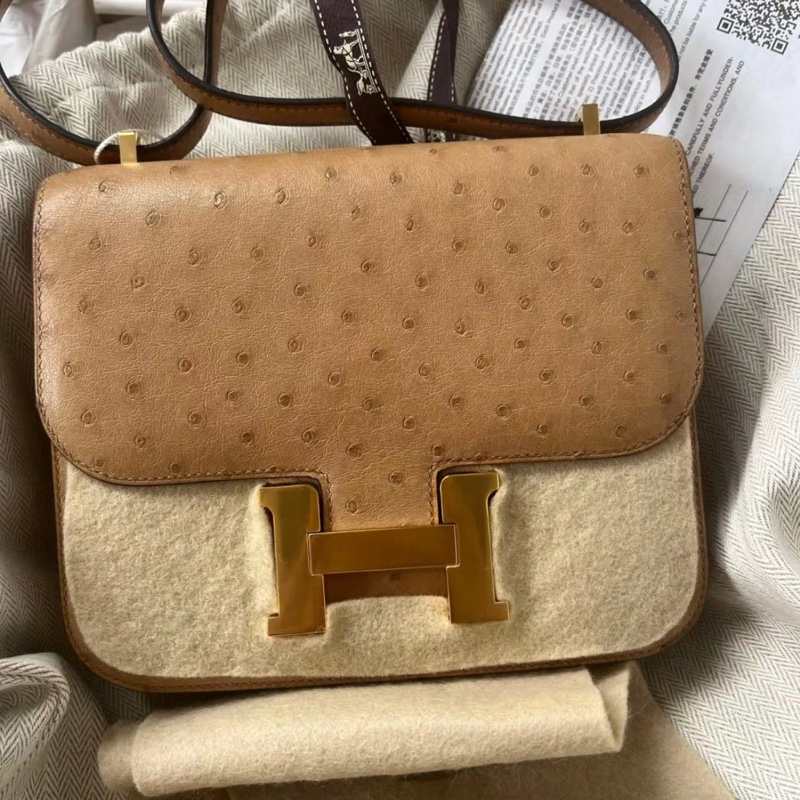 Hermes/愛馬仕 mini Constance 19 那不勒斯黃銀扣  附件盒子塵袋 23購證-8