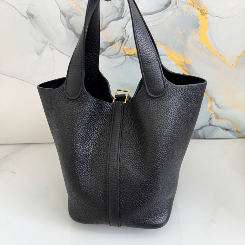 「M.Y精品」 Hermes picotin 18 菜籃子18 黑色金釦-1