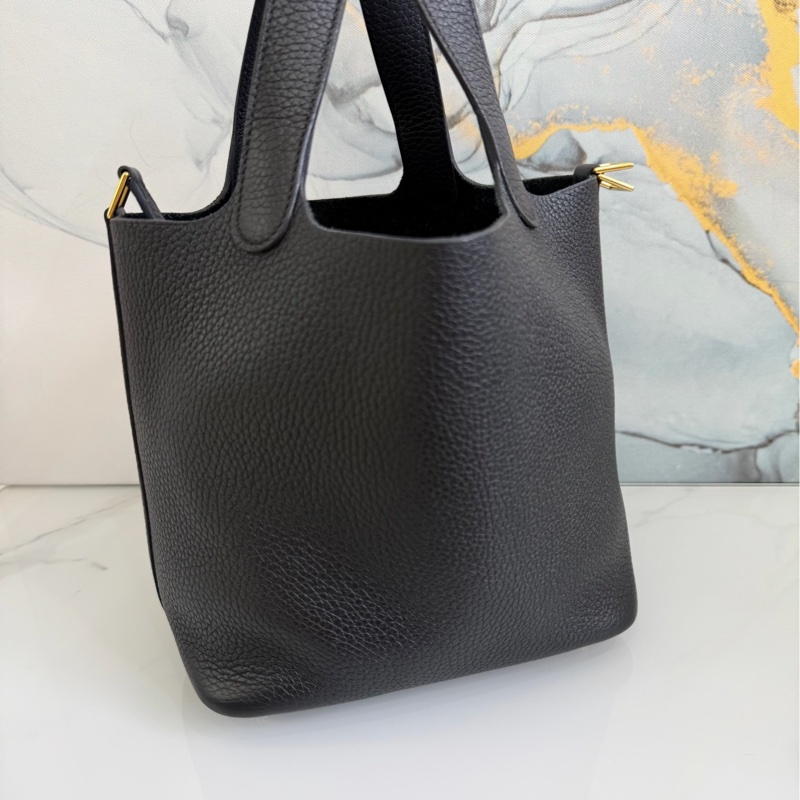 「M.Y精品」 Hermes picotin 18 菜籃子18 黑色金釦-22