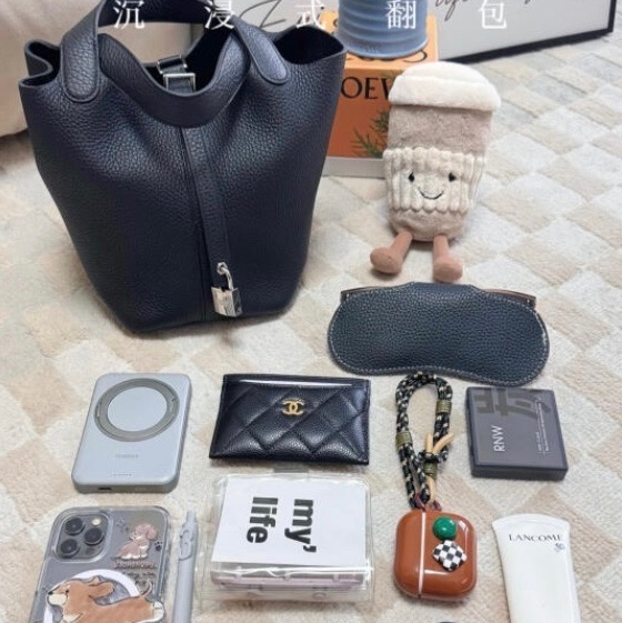 「M.Y精品」 Hermes picotin 18 菜籃子18 黑色金釦-9