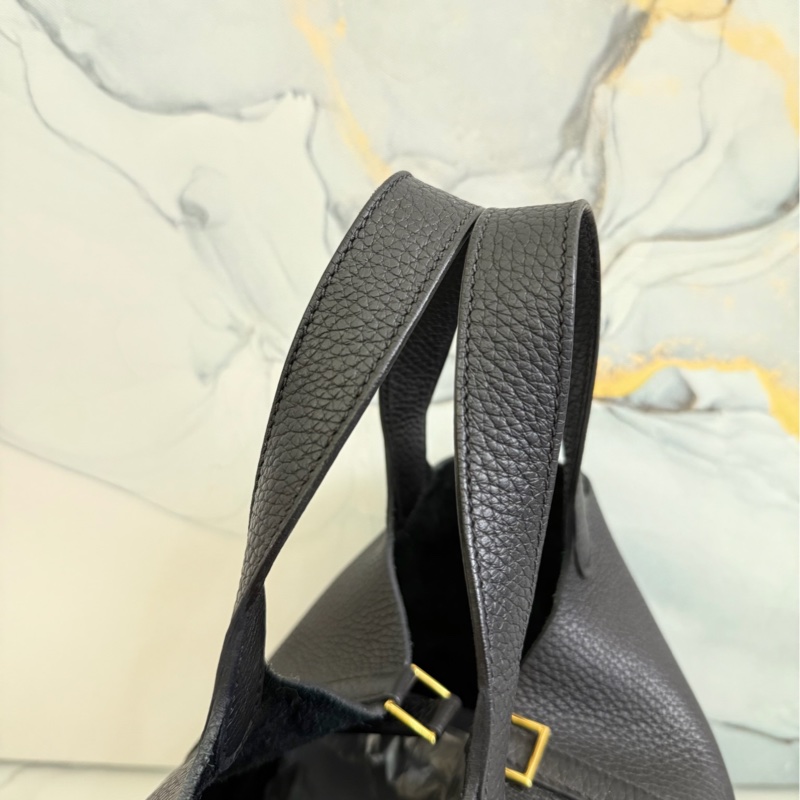 「M.Y精品」 Hermes picotin 18 菜籃子18 黑色金釦-11