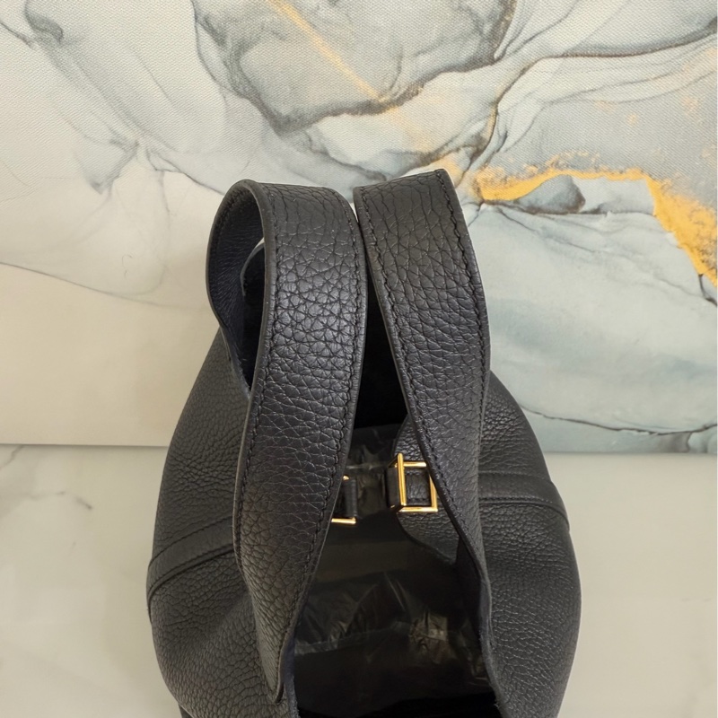 「M.Y精品」 Hermes picotin 18 菜籃子18 黑色金釦-12