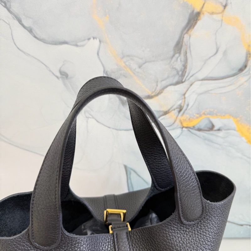 「M.Y精品」 Hermes picotin 18 菜籃子18 黑色金釦-13