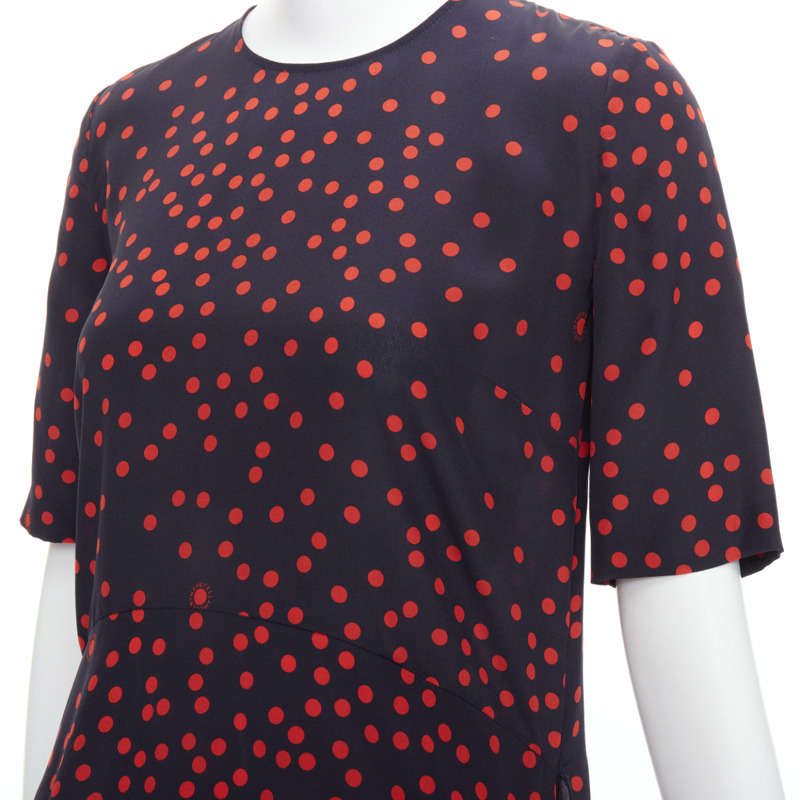 STELLA MCCARTNEY 2019 red navy silk polka dot fringe trim top IT38 XS-6