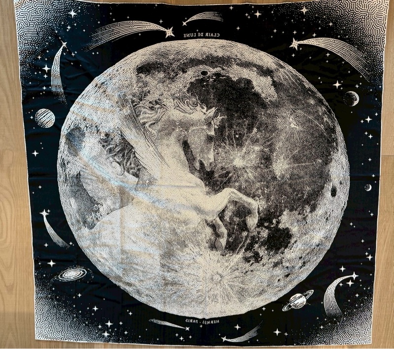 HERMES「Clair de Lune」140喀什米爾與真絲混紡方巾-0