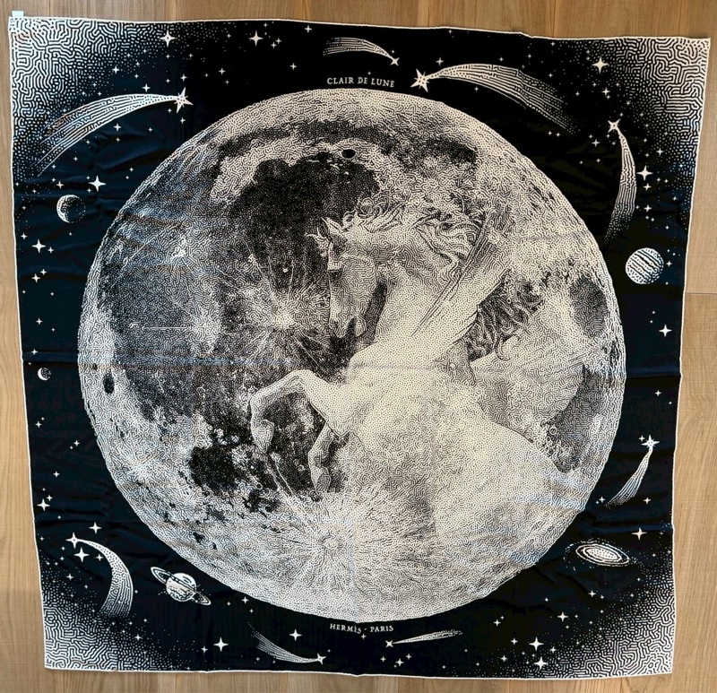 HERMES「Clair de Lune」140喀什米爾與真絲混紡方巾-1