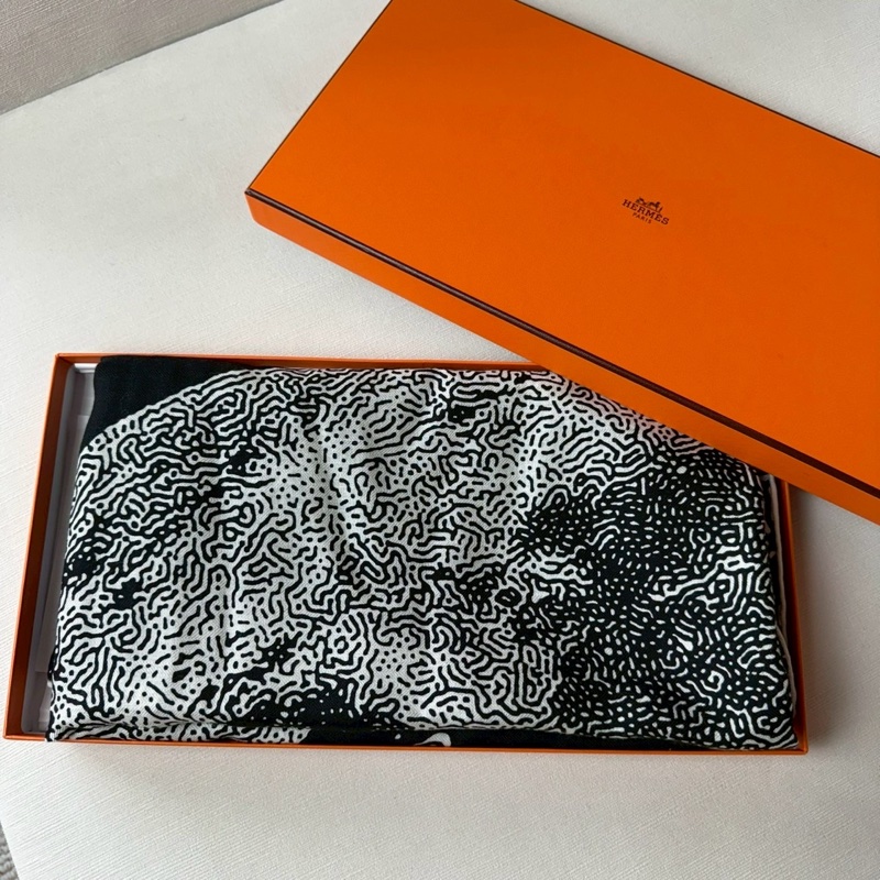 HERMES「Clair de Lune」140喀什米爾與真絲混紡方巾-4