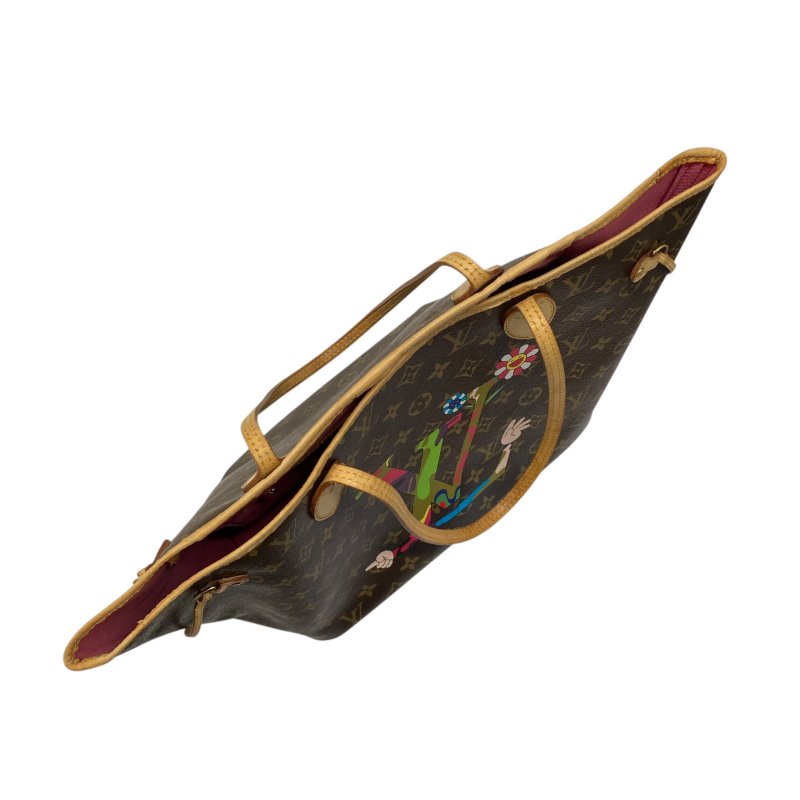 LOUIS VUITTON 路易威登 M95560 Neverfull MM 村上隆 聯名 PVC帆布 托特包 棕色老花-5