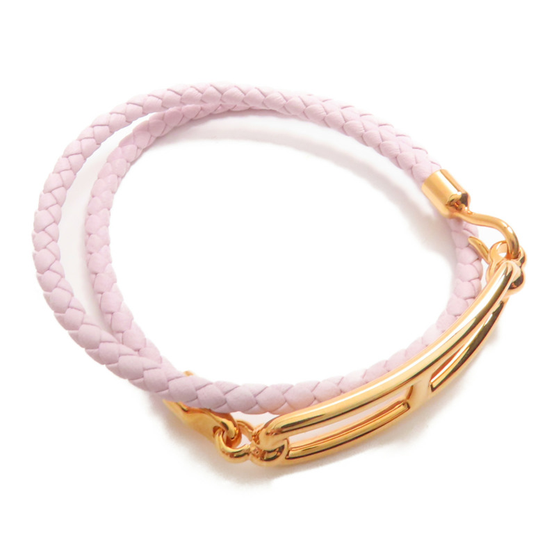 HERMES Swift皮革Roulis Double Tour手鏈Mauve Pale-1