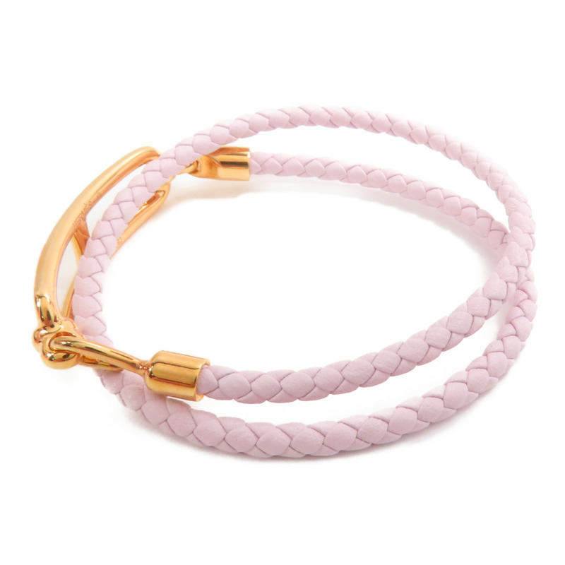 HERMES Swift皮革Roulis Double Tour手鏈Mauve Pale-2