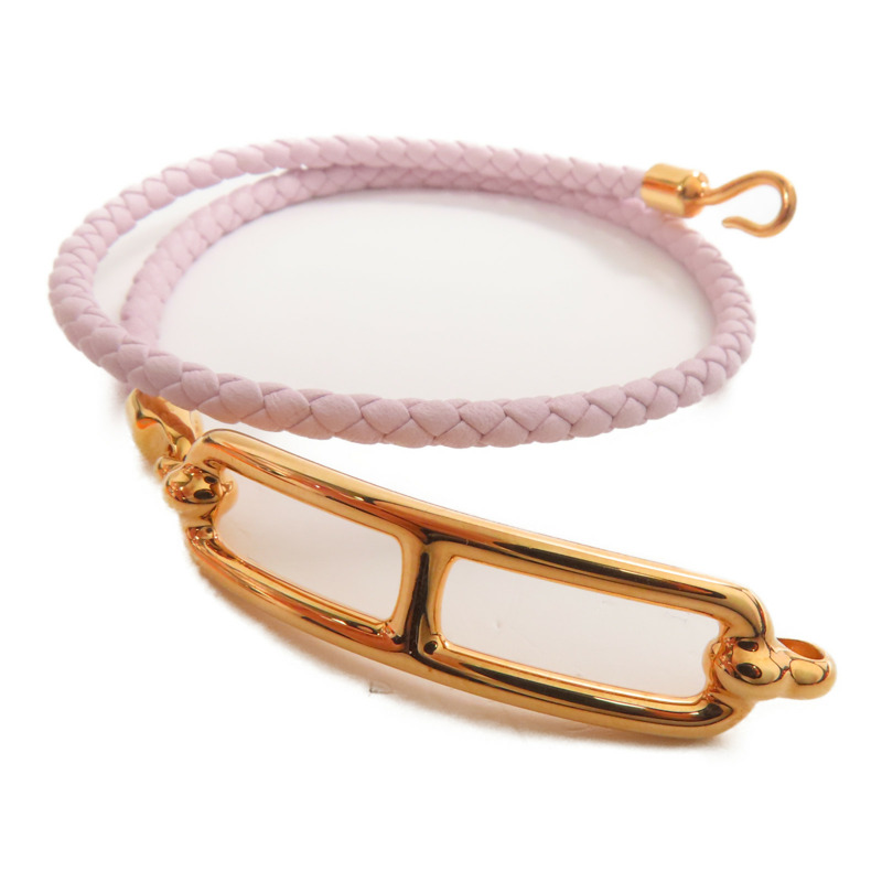 HERMES Swift皮革Roulis Double Tour手鏈Mauve Pale-4