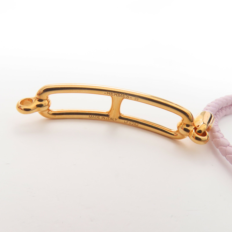HERMES Swift皮革Roulis Double Tour手鏈Mauve Pale-5