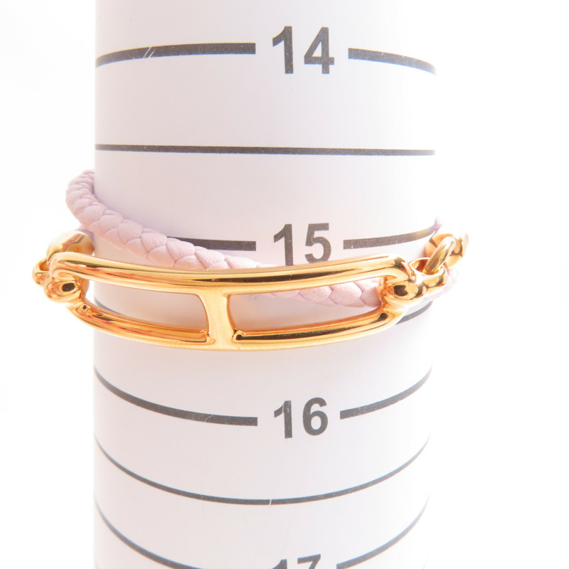 HERMES Swift皮革Roulis Double Tour手鏈Mauve Pale-7