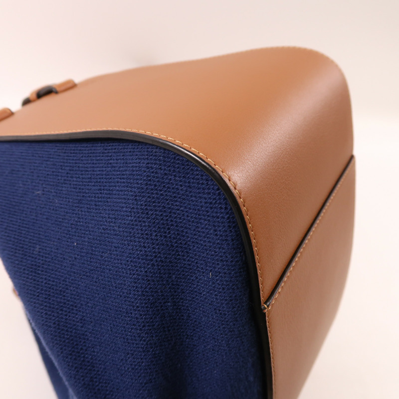 LOEWE 帆布/皮革Hammock銀扣肩背袋-8