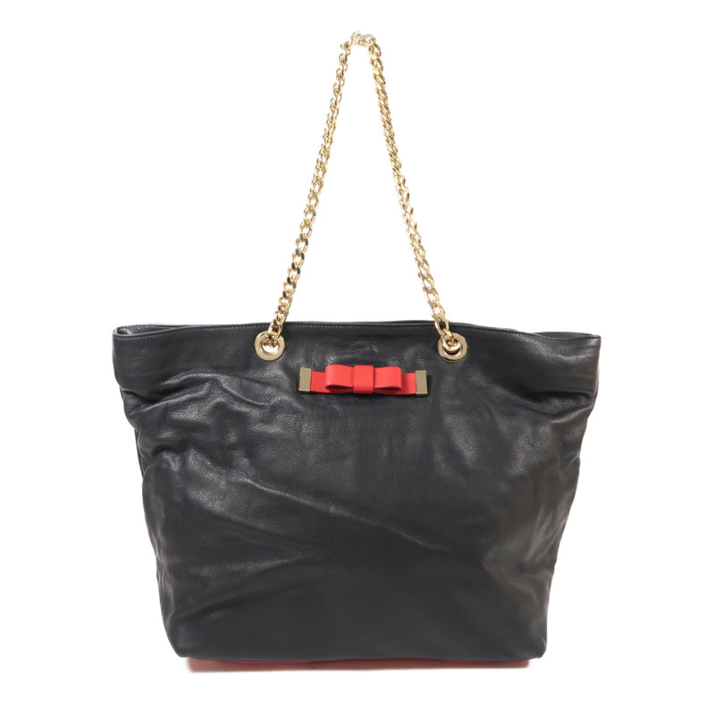 Valentino 牛皮皮革Chain Shoulder金扣肩背袋-0