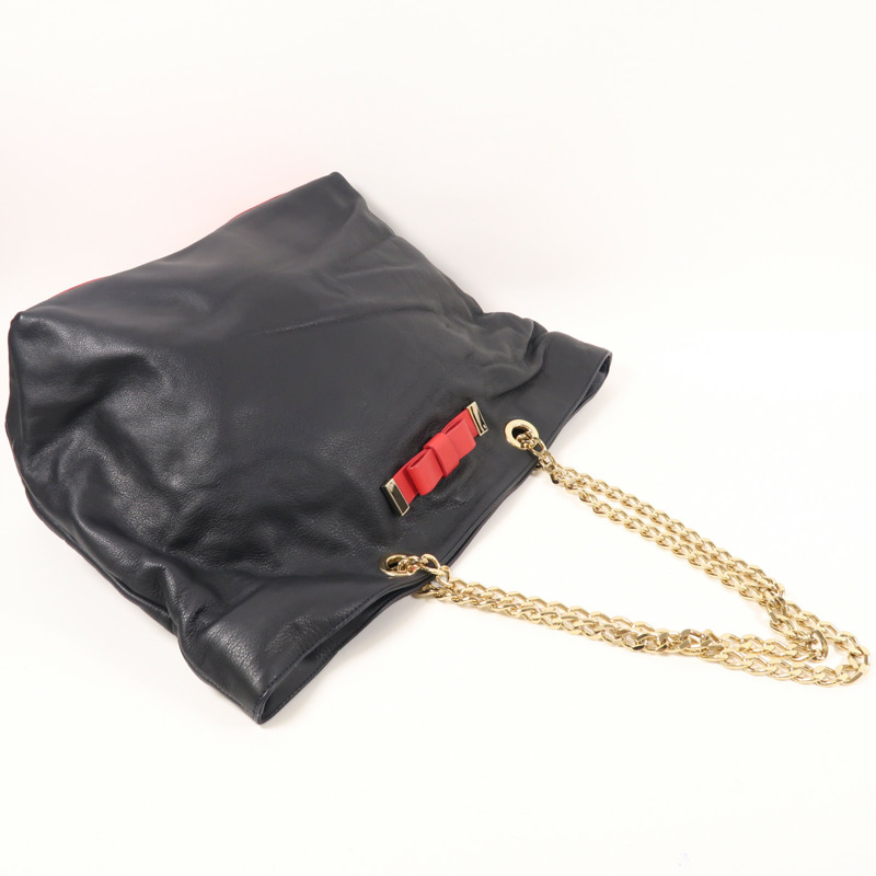Valentino 牛皮皮革Chain Shoulder金扣肩背袋-6