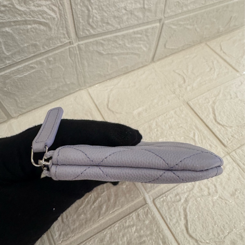 Chanel淡紫色銀雙Cㄧ字零錢包-2