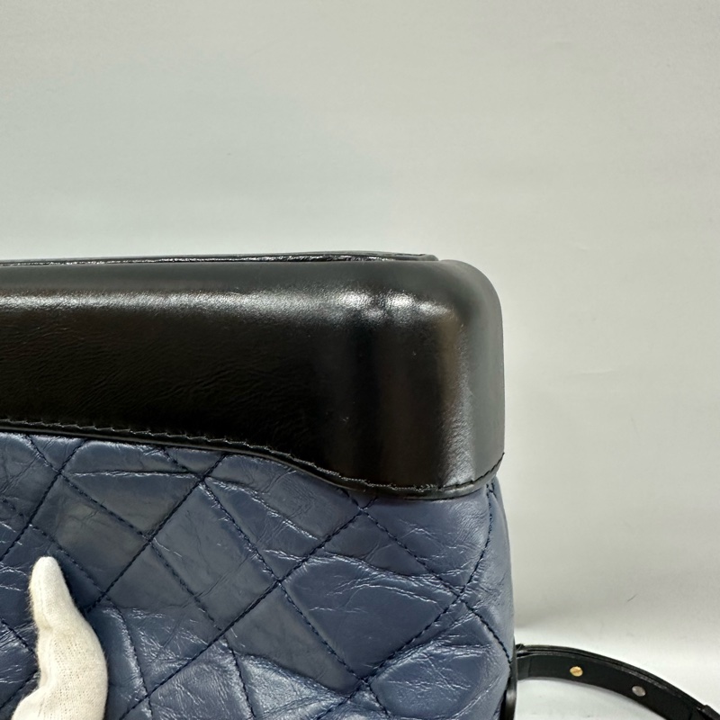 Chanel A91810 黑色拼藍色流浪包 Gabrielle hobo 20cm-12