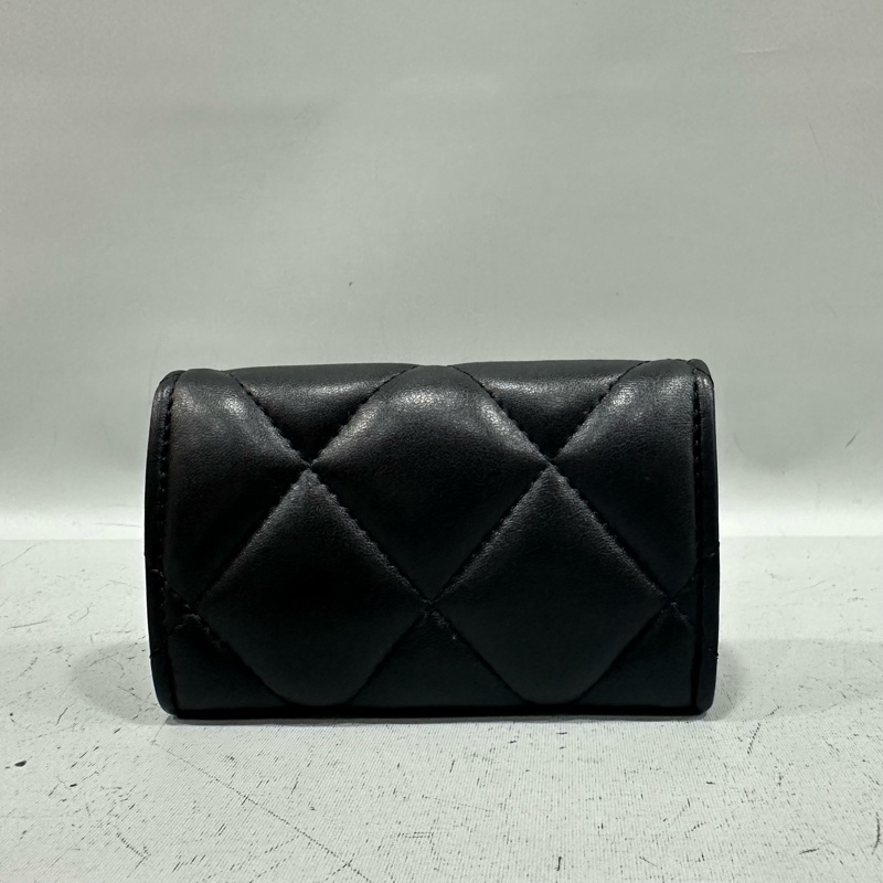 chanel Ap1790 黑色羊皮金釦短夾 卡夾 19-1