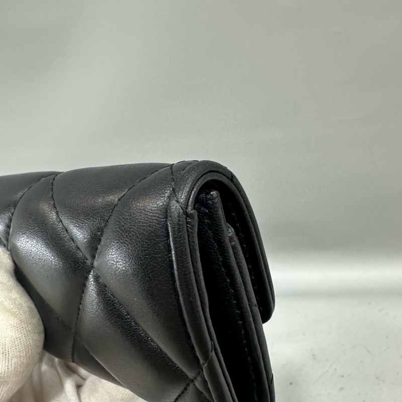chanel Ap1790 黑色羊皮金釦短夾 卡夾 19-6