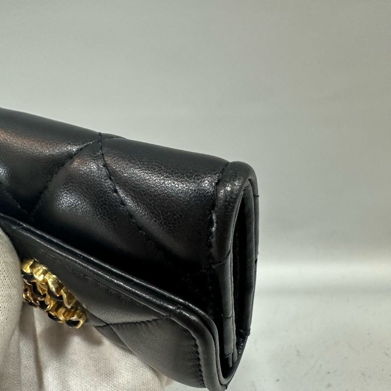 chanel Ap1790 黑色羊皮金釦短夾 卡夾 19-8