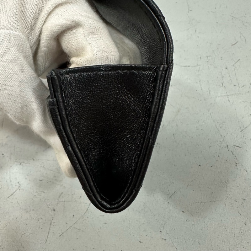 chanel Ap1790 黑色羊皮金釦短夾 卡夾 19-27