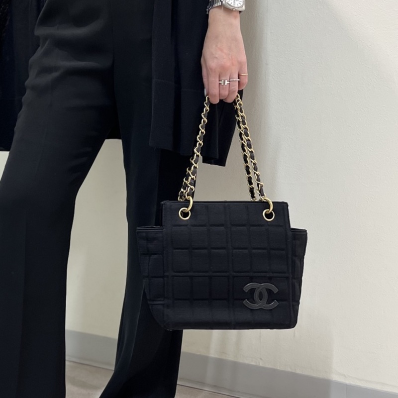 ［特價］CHANEL 黑色菱格紋手提肩背包-19