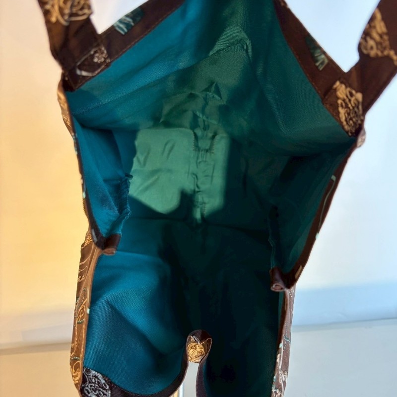 Hermes 咖皮底鑰匙絲巾圖購物包-9