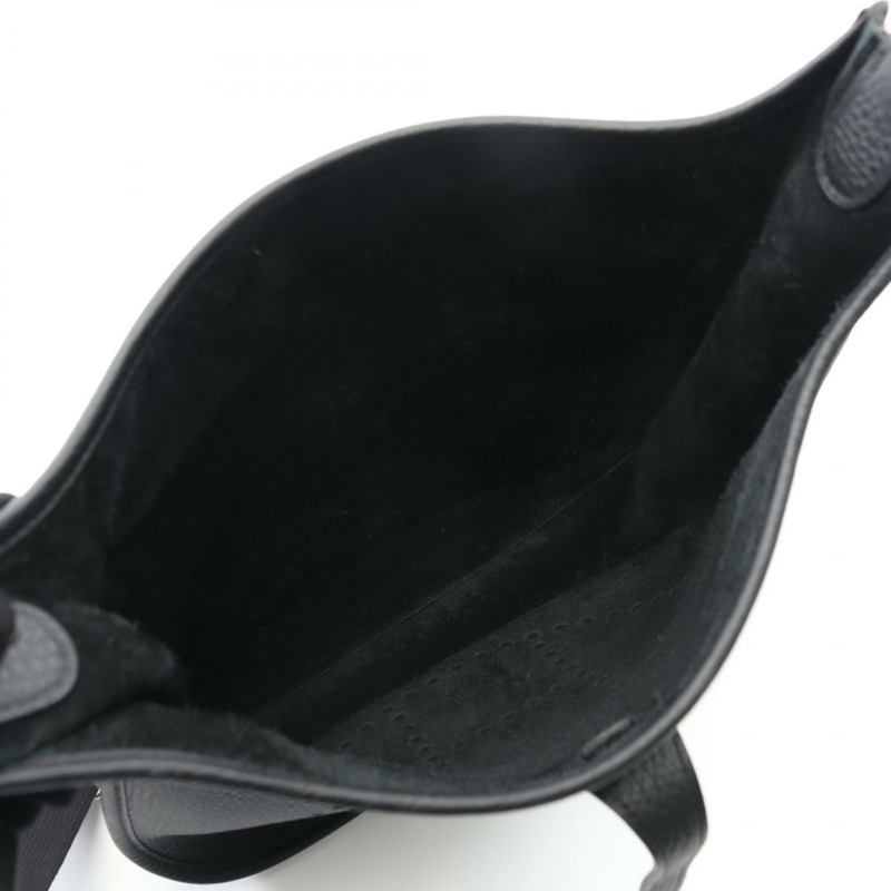 HERMES Evelyne Troyes PM 單肩包 Clemence 皮革 黑色 二手 女款 K SHW-2