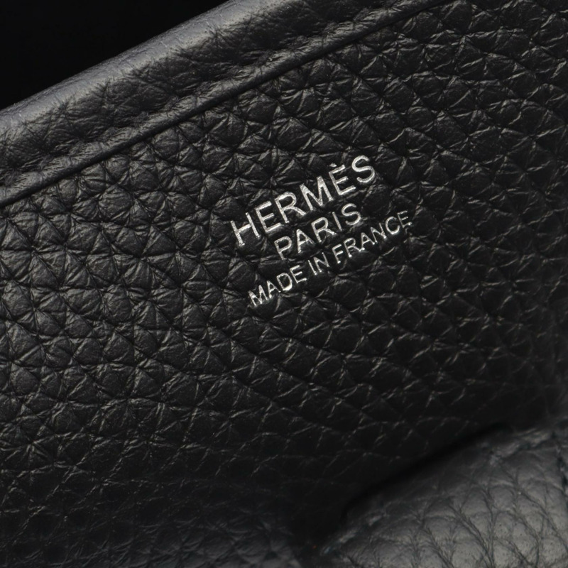 HERMES Evelyne Troyes PM 單肩包 Clemence 皮革 黑色 二手 女款 K SHW-3