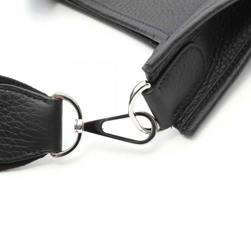 HERMES Evelyne Troyes PM 單肩包 Clemence 皮革 黑色 二手 女款 K SHW-6