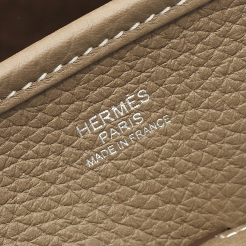 HERMES Evelyne 3 Troyes PM 單肩包 Clemence 皮革 Etoupe 灰色 二手 SHW K-3