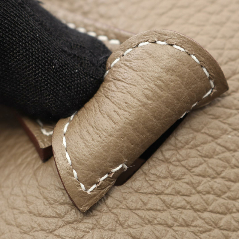 HERMES Evelyne 3 Troyes PM 單肩包 Clemence 皮革 Etoupe 灰色 二手 SHW K-4