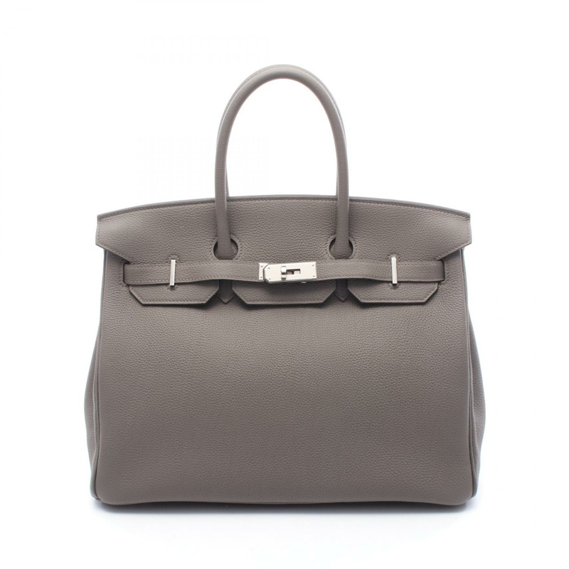 HERMES Birkin 35 手提包 Togo 皮革 灰色 Etain 二手 女款 SHW K-0