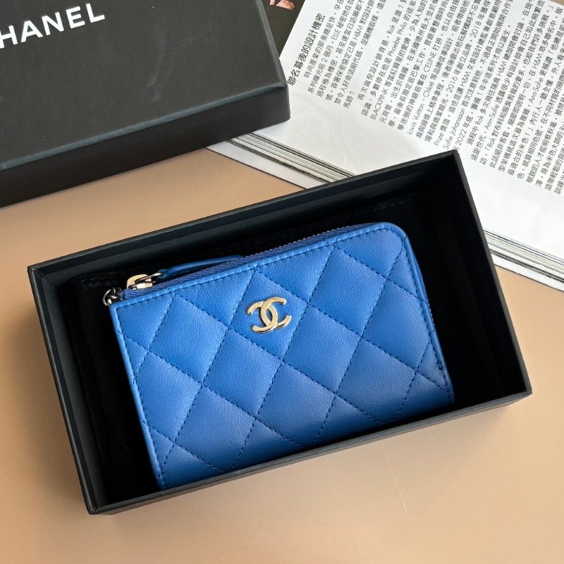 超甜 ::CHANEL:: 香奈兒 閃電藍 鑰匙包 零錢包 卡片包  L型拉鍊零錢包-0