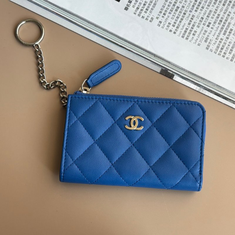 超甜 ::CHANEL:: 香奈兒 閃電藍 鑰匙包 零錢包 卡片包  L型拉鍊零錢包-1
