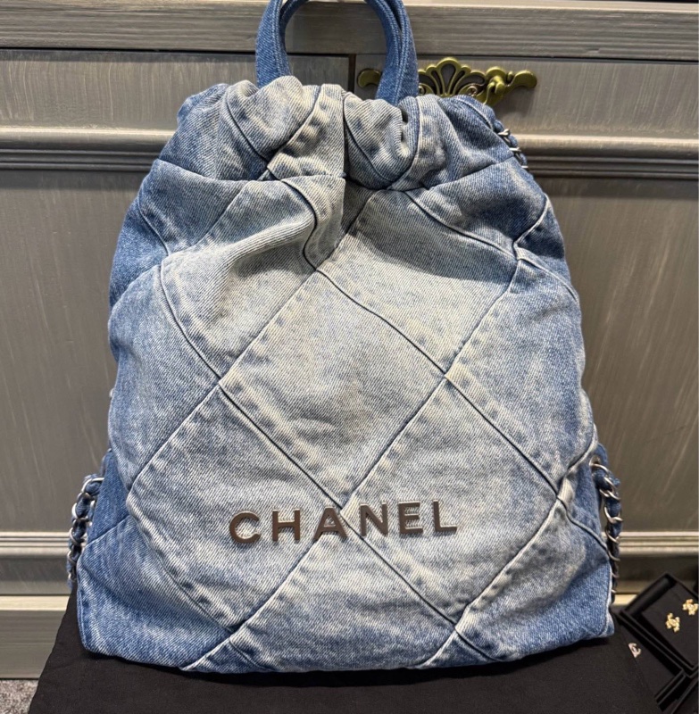 Chanel 22bag 雙肩包 牛仔布漸變 尺寸約29×8×34-1