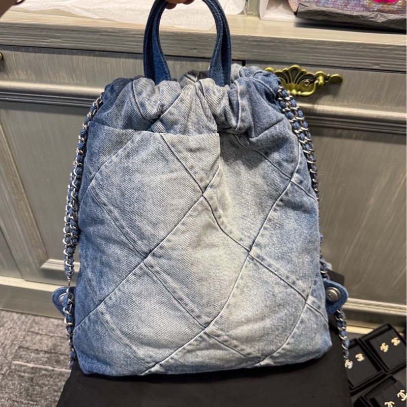 Chanel 22bag 雙肩包 牛仔布漸變 尺寸約29×8×34-3